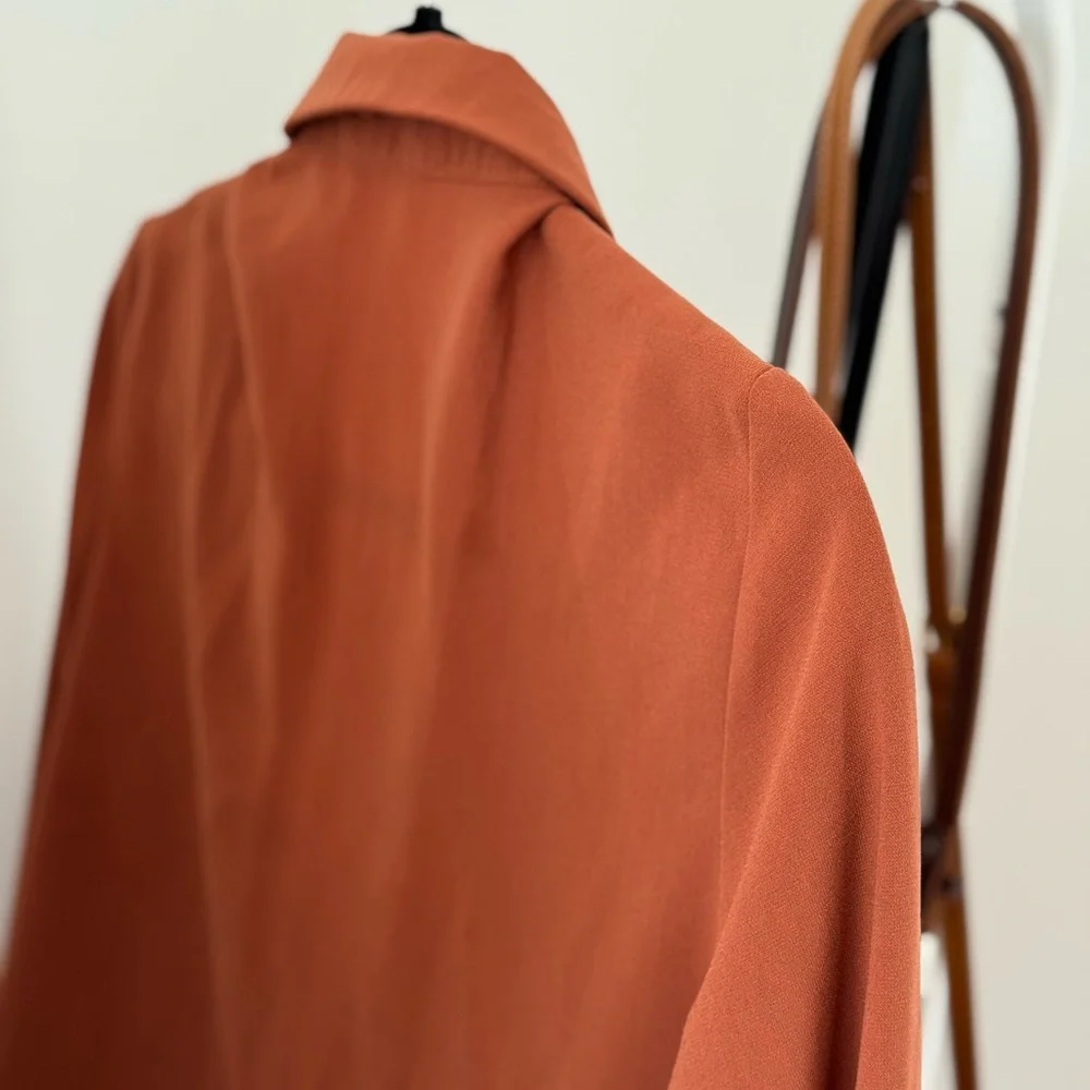 Rust Orange Button-Up Blouse - Picture 4 of 5